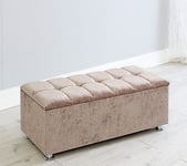 mm08enn BEAUTIFUL NEW LUXURY 4 STUDS OTTOMAN,STORAGE AND TOY BOX IN CHENILLE FABRIC (Medium, CREAM)