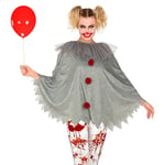 Widmann 48151 Horror Clown Costume, Poncho, Joker, Theme Party, Halloween, Multicoloured, Einheitsgröße Fits Most Adult