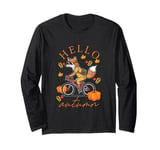 Hello Autumn Woodland Animal Fall Season Maple Leaves Long Sleeve T-Shirt