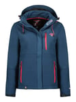 Geographical Norway Touna Lady - Veste Softshell Femme Impermeable - Jacket À Capuche Outdoor - Blouson Coupe Vent Resistant Hiver (Marine_rose_flash M Taille 2)