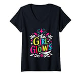 Womens This Girl Glows For Kids Tie Dye Bright Colors 80's And 90's V-Neck T-Shirt