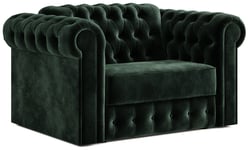 Jay-Be Chesterfield Velvet Cuddle Chair Sofa Bed -Dark Green Dark