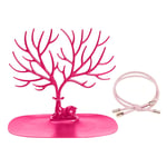 jieGorge Display Stand, Creative Deer Antler Tree Design Display Bracelet Earring Necklace Holder Organizer Rack Tower, Jewelry Organizer Stand/Ring Tray (Hot Pink)