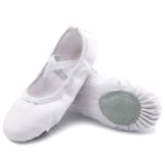 Acfoda Chaussures de Ballet Doux Toile Chaussons Danse Femme Split Plate Classique Ballerine Pilates Yoga Gymnastique Chaussons Blanc 41