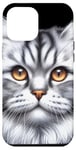 Coque pour iPhone 12 Pro Max Chat tigré argenté x Chat mignon x Chat gris