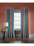 Harlequin x Sophie Robinson Sherbet Stripe Pair Lined Multiway Curtains, Lapis/Spinel/Aqua