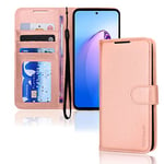 TECHGEAR Leather Wallet Case for Oppo Reno 8 Pro 5G, Flip Protective Case Cover with Wallet Card Holder, Stand & Wrist Strap - Rose Gold PU Leather with Magnetic Closure for Oppo Reno8 Pro 5G