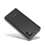 Power Bank Portable Phone Charger 27000mAh High Capacity External Backup Battery Pack 4 USB Ports Quick Charge LCD Display 3 Input Powerpack for iPhone Samsung iPads Huawei Nintendo Switch (Black)