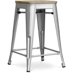 Tabouret de bar design industriel - bois et acier - 61cm - Stylix Acier