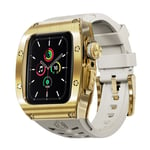 Shellbox High Brushed Metal Skal w Strap Apple Watch 44mm Guld/White