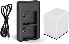 1 batterie + chargeur double compatible avec caméra de sécurité Netgear/Arlo Go DU-A1, DU-A2, VMA4410, VML4030, 3000 mAh 7,2 V Li-Ion ¿ Station de charge avec câble micro USB