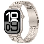 Tasikar Compatible avec Bracelet Apple Watch 49mm 46mm (Séries10) 45mm 44mm 42mm Homme Femmes Bracelet en Acier Inoxydable Bande Compatible avec iWatch SE Série 9 8 7 6 5 4 3, Lumière Stellaire