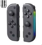 Manettes Switch, Joy-con RGB Led, fonction de réveil et gyroscope 6 axes - Gris