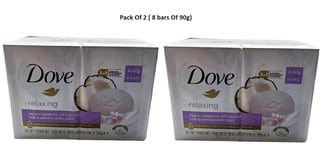 2 X Dove Relaxing Beauty Bar Soap with Coconut Milk & Jasmine 4 X 90g (8 Bars)