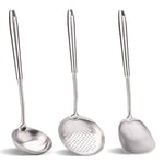 Spatula and ladle,Skimmer Spoon Tool Set, 304 Stainless Steel Cooking Utensils（15in,15in,14in