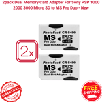 2pack Dual Memory Card Adapter For Sony PSP 1000 2000 3000 Micro SD to MS ProDuo