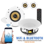 Amplified Wi-Fi Bluetooth Ceiling Speakers (x4) Multi Room Network Smart Control