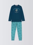 Brand Threads Kids' Harry Potter Hogwarts Cotton Pyjamas, Navy/Multi