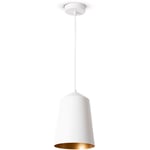 Paco Home - Suspension Salon Lampe Suspendue Table Cuisine Abat-Jour Design Industriel Lampe à suspension - Blanc, Or (Ø19.5 cm)