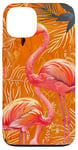 Coque pour iPhone 13 Flamant rose orange - Motif tropical rose