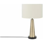 Lampe de Table Design avec Abat-jour Cylindre Beige en Lin et Pied en Métal Doré Conique E27 Max 40W pour Salon Glamour Moderne Beliani