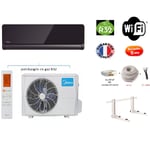 Pack Climatiseur réversible Mono-split MIDEA PURE GLASS 3500w 35m2 + kit 10 mètres de pose complet WIFI INTEGRE A+++