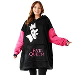 Disney Pull Plaid Femme Plaid Pull Polaire Sweat Oversize Poncho Pilou Stitch Jack Skellington Taille Unique (Noir/Rose Evil Queen)