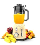 Cecotec Blender Power Black Titanium RetroYellow. Mixeur rétro d'une puissance maximale de 1200 W, lame à 4 feuilles avec revêtement en titane noir et pichet d'une capacité de 1,5 L