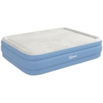 Outsunny Matelas autogonflant de Camping lit Gonflable Pliable 2 Personnes - avec Pompe intégrée Surface floquée 203L x 152l x 46H cm Gris Clair et Bleu