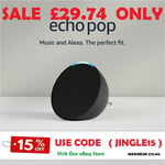 NEW Echo Pop | Full Sound Wi-Fi And Bluetooth Smart Speaker With Alexa CHARCOAL