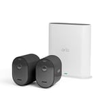 Arlo Pro 5 Wireless Outdoor Home Security Camera with Hub, 2 Cam Kit, 2K HDR, CCTV, 6-Month Battery, Advanced Colour Night Vision, 2-Way Audio, With free trial of Arlo Secure Plan, Black