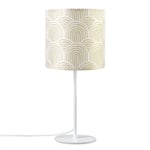 Paco Home Lampe À Poser Table De Chevet Abat-Jour En Tissu Applique Salon Vintage Lampe de table - Blanc, Design 7 (Ø18 cm)