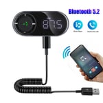 Bluetooth 5.2 auton äänilähetin Langaton Bluetooth FM-lähetin AUX-äänivastaanotin MP3 TF-korttisoitin autosarja handsfree