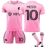 Säsongen 2023-2024 Inter Miami Vuxen Barn Messi #10 Football Kit Strip Jersey träningsoverall T-shirt Shorts home field 26