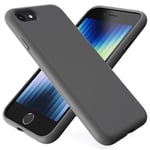 TAXXOE Liquid Silicone Case Compatible with iPhone SE 2020/2022, iPhone 8/7, 4.7 Inch, Soft-Touch, Shockproof, DustProof, Antiskid Full Body Phone Cover for iPhone SE - Space Grey