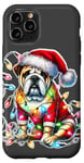 Coque pour iPhone 11 Pro Bulldog x Lumières de Noël