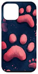 iPhone 12 mini Purple Teal Blue Dog Paw Print Paws Patten on Black Case