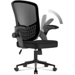 naspaluro Chaise de Bureau : Fauteuil Bureau Ergonomique avec Reversible Armrest,Soutien Lombaire,Hauteur Réglable Siege en Maille Respirante Convient à la Maison Bureau,Lecture,Noir