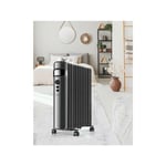 Radiateur mobile bain d'huile 2500W Thermostat Réglable Minuterie - Supra