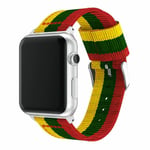 Apple Watch Series 4 40mm kellon vaihto ranneke valmistettu raidallisesta nailonista - Keltainen/ Punainen/ MustaVihreä Monivärinen