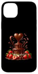 Coque pour iPhone 14 Plus Fontaine à chocolat en forme de cœur - Saint-Valentin romantique