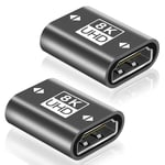 Coupleur HDMI 8K (2 Pack), Rallonge HDMI 2.1 Femelle vers Femelle, 8K@60Hz Adaptateur HDMI, HDMI Extender Supporte 4K 2K 1080P UHD HDR, Arc Compatible avec PC, Moniteur, Roku TV.[V471]