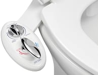 Luxe Bidet Neo 320 White 320-Self Cleaning Dual Nozzle-Hot and Cold Water Non-Electric Mechanical Bidet Toilet Attachment, 17 x 10 x 3 inches