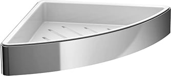 Emco Loft Corner Soap Basket 179 x 34 x 179 mm Chrome/White, Die-cast zinc, Eckwandkorb