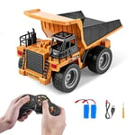 VEVOR Camion à benne basculante télécommandé, 9 canaux, camion-benne RC 1:18, jouet véhicule construction, cabine en métal, lumière, 2 piles rechargeables, pour enfants, garçons, filles, 8 ans et plus