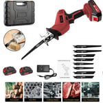 21V Cordless Reciprocating Saw + 2 Battery & Charger Recip Sabre Saw Kit Set