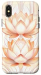 Coque pour iPhone X/XS Blanc Art Déco Géométrique Fleur de Lotus Éléments Célestes