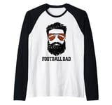 Mens Football Dad Funny Messy Hair Beard Football Dad Raglan Baseball Tee