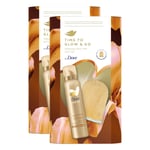 Dove Womens Time to Glow&Go Gradual Self-Tan Mousse Gift Set for Her with Mitt, 2pk - One Size