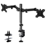 ELIVED Dual Monitor Arm for 13-27 inch LED LCD Flat/Curved Screens with VESA 75/100mm up to 8KG, Height Adujustable Ergonomic PC Monitor Arm Desk Mount, Tilt Swivel Rotation Monitor Mount Stand EV002